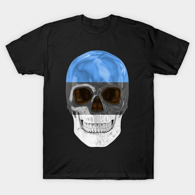 Estonia Flag Skull - Gift for Estonian With Roots From Estonia T-Shirt by Country Flags